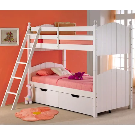 Twin Over Twin Bunk Bed with Storage